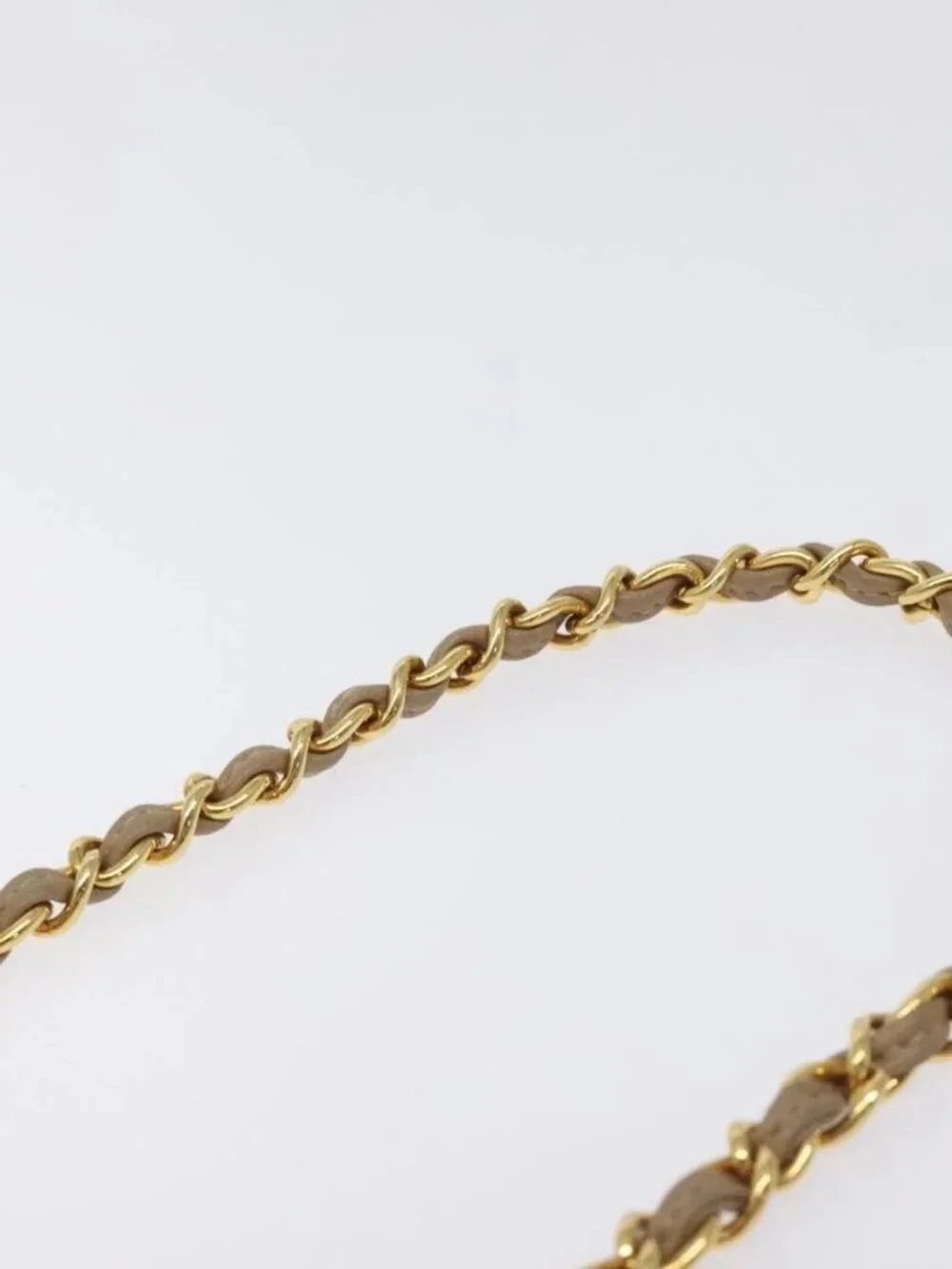 CHANEL Matelasse Chain Shoulder Bag Lamb Skin Beige Gold CC Auth 127575